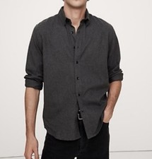 Banana Republic Men's Grey Cotton Flannel Shirt Standard Fit Size M