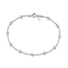 925 Sterling Silver 3.2 mm / 1.1 mm Ball Bead Chain Bracelet Length 7.5" inch /