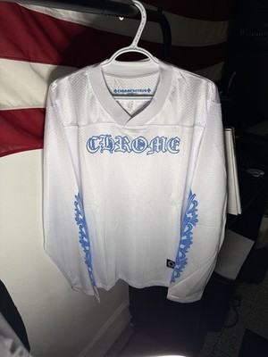 Chrome Hearts Jersey Long Sleeve Shirt White And Blue Medium