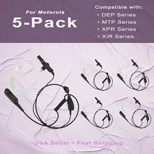 5x FBI Acoustic Earpiece PTT Headset for Motorola Radios MTP3150 XPR3300 DP3441 