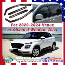 Fits 2020-2024 Hyundai Venue In-Channel Window Rain Visors Sun Shade Protectors