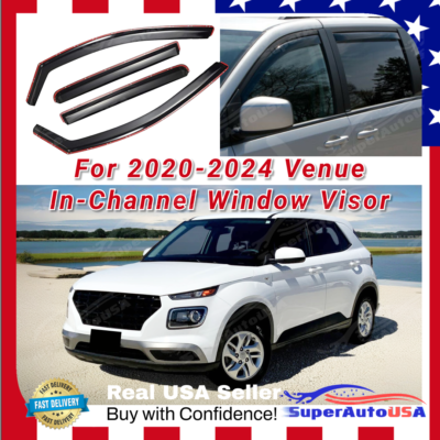 #ad Fits 2020 2024 Hyundai Venue In Channel Window Rain Visors Sun Shade Protectors $58.98