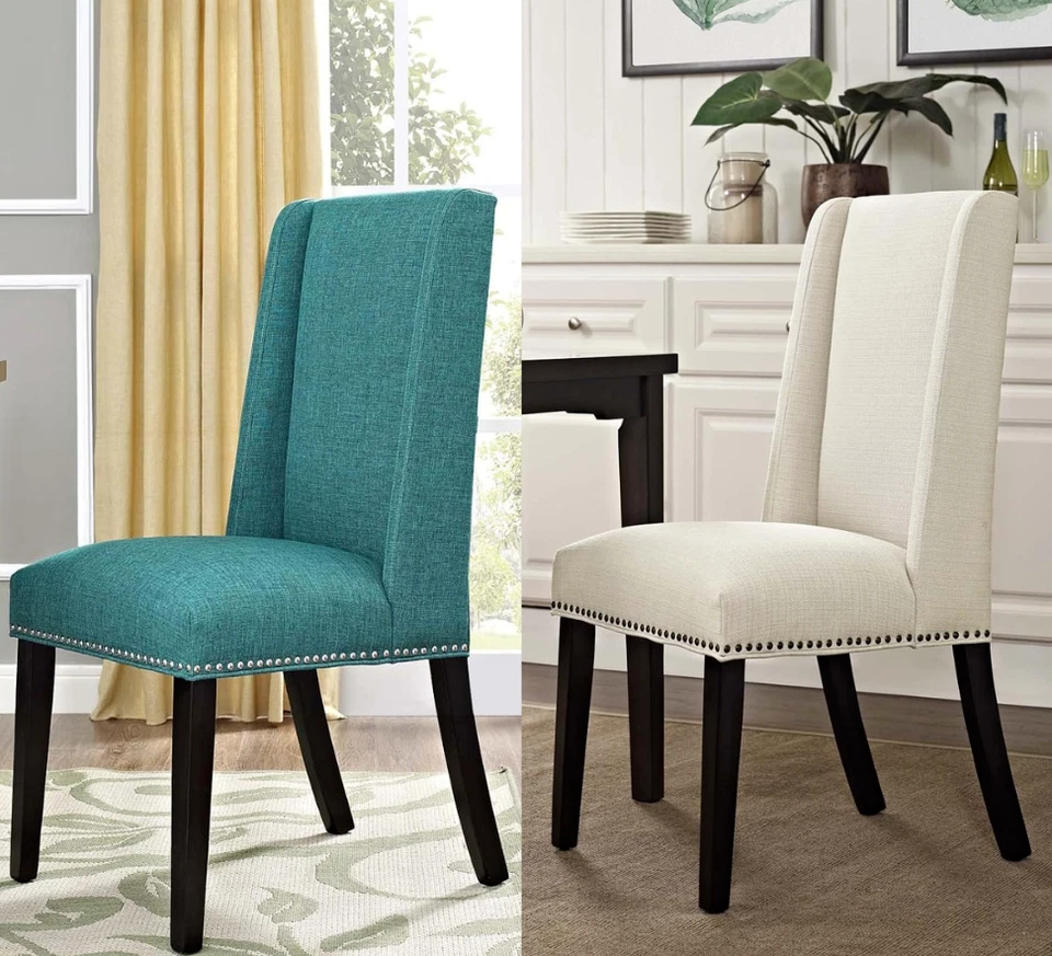 Silla de comedor tapizada de tela de cuero Modway Baron con marco de madera Foto 2 de 2