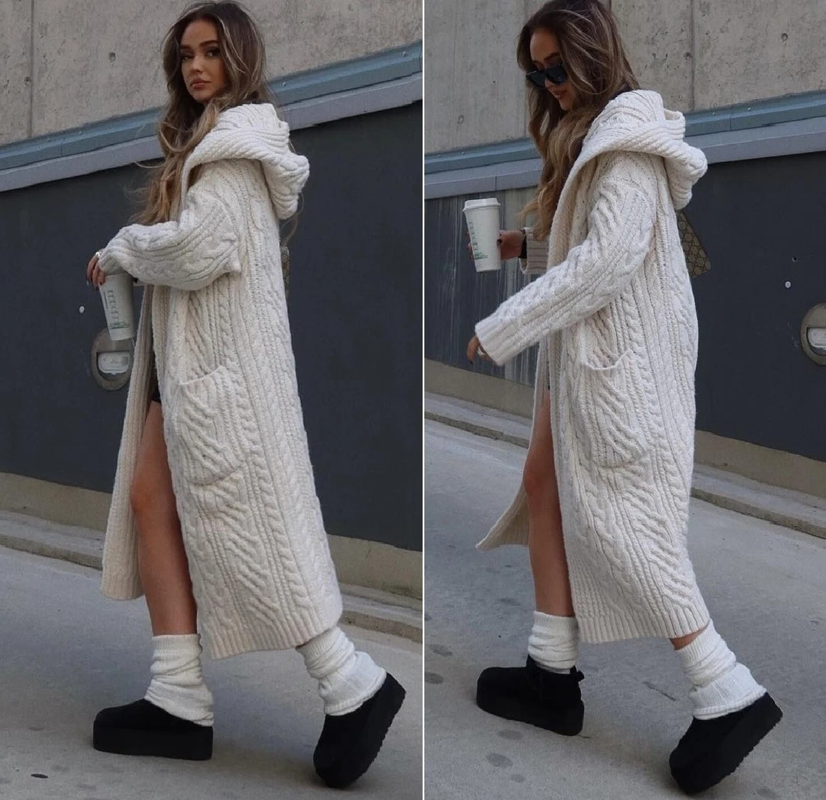 Zara cable knit outlet coat