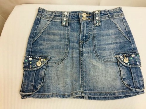 Vanilla Star Youth Sz. 12 Blue Jean Skirt - Lots of Bling - 6 Pockets - SO Cute! - Picture 5 of 8