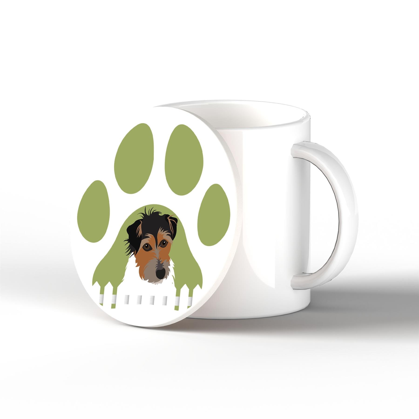 Jack Russell Pawprint Kate Pearson Illustration Ceramic Circle Coaster Dog Gift