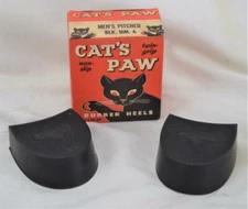 Vintage NOS Cat's Paw Pitched Black Rubber Heels N.M. Size 6 NIB B