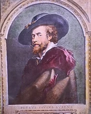 Self Portrait, Rubens, Pitti, Magic Lantern Glass Slide