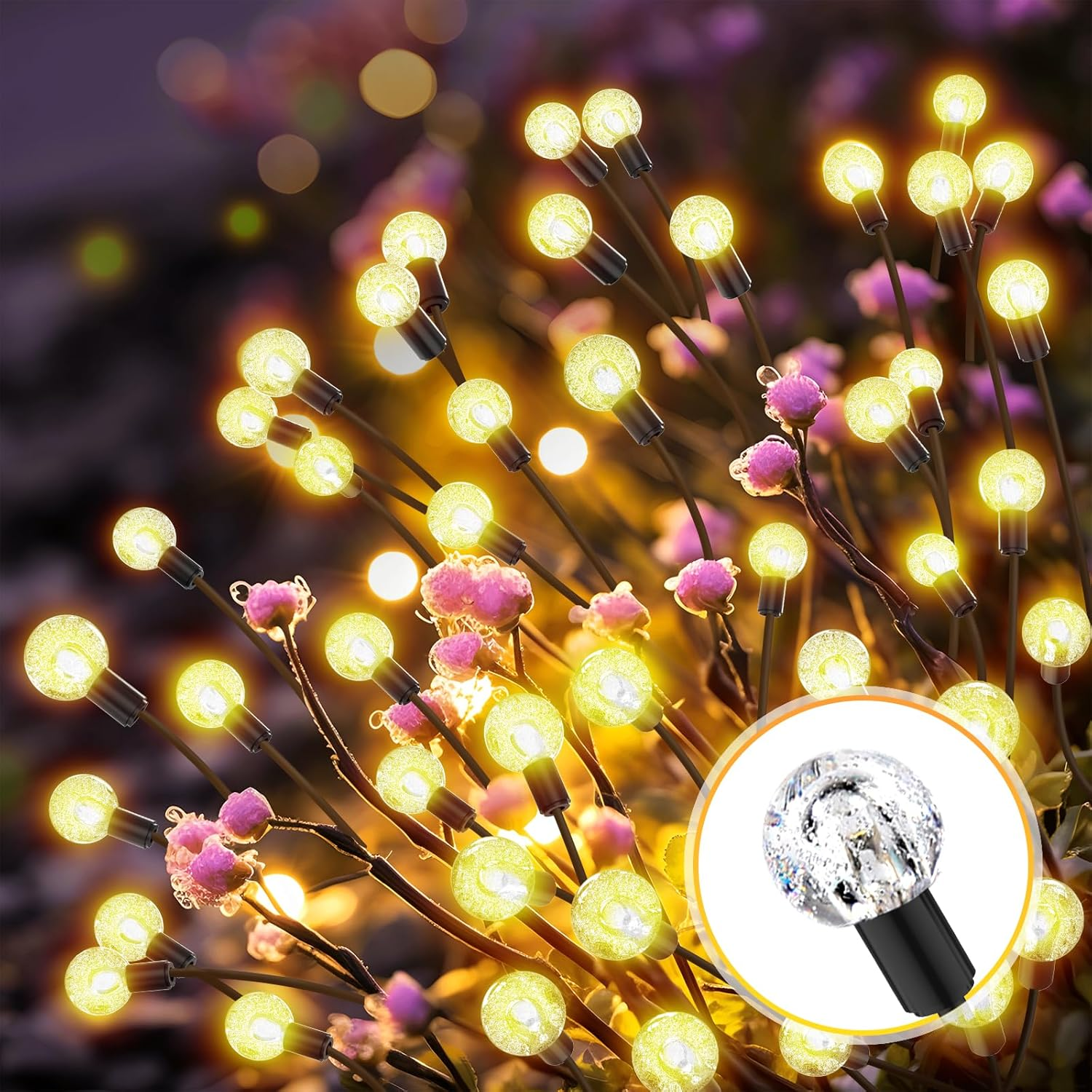 Solar Lights for Outside, New Upgraded Solar Garden Lights with 48 LED Crystal B