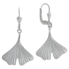 Ohrschmuck Ohrhänger aus 925/- Sterling Silber rhodiniert Gingkoblatt F