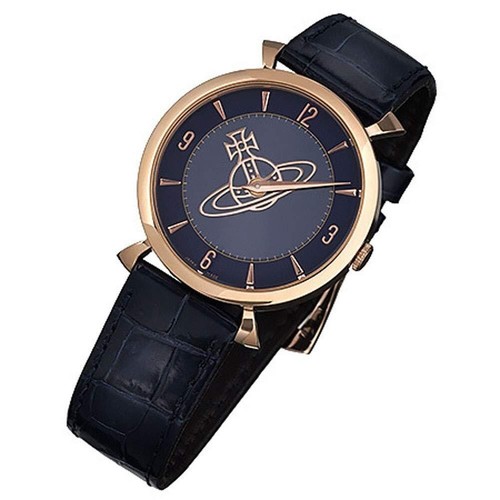 Reloj Vivivenne Westwood Damas Clásico Azul Oscuro Cuero Oro Rosa Japón Nuevo - Imagen 2 de 5