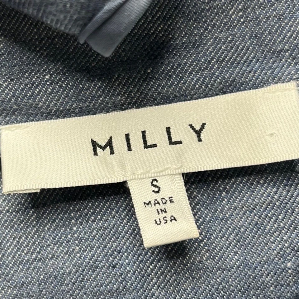 Blusa Top Halter Milly Mujer Azul Claro Mezcla de Lino Cuello Cuadrado Alto Bajo Talla M Foto 4 de 4