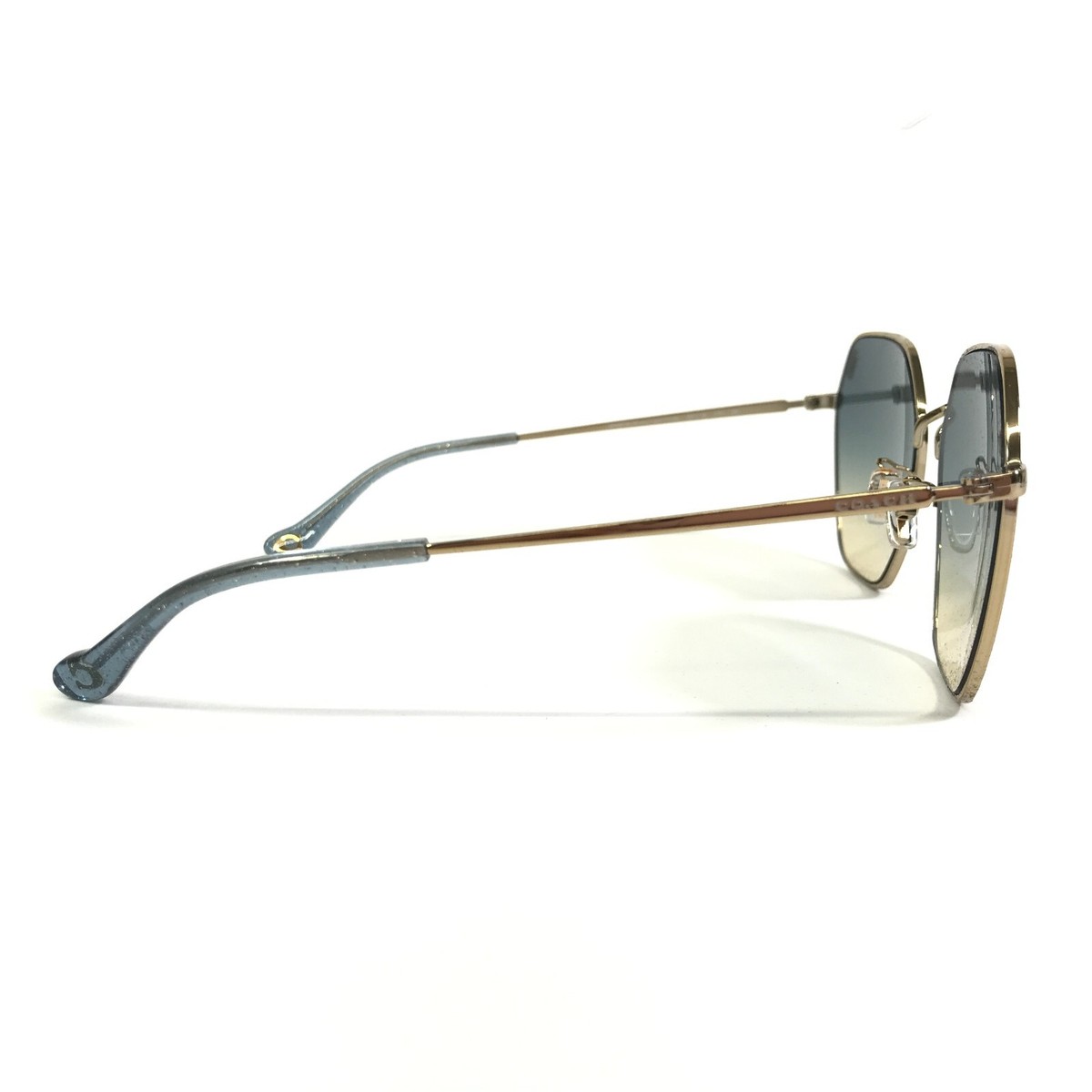 Coach Sunglasses HC 7132 C7998 900579 Gold Hexagon Blue Coach Sunglasses HC 7132 C7998 900579 Gold Hexagon Blue