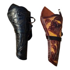 Holster Brown Leather Gun Revolver Pistol Western Cowboy Hand Tooled