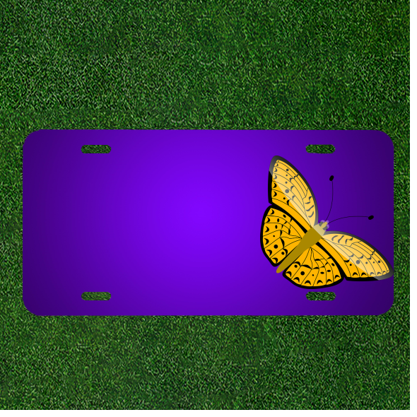 Custom Butterfly Yellow Insect License Plate with Personalized Names