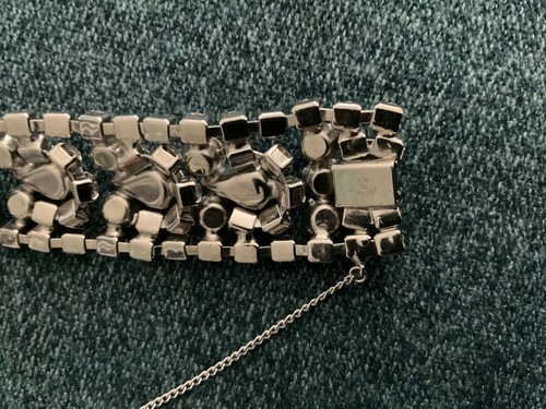 Vintage 50er Jahre Kramer of NY klar Strass Rhodium Platte Armband BREIT - Bild 15 von 19