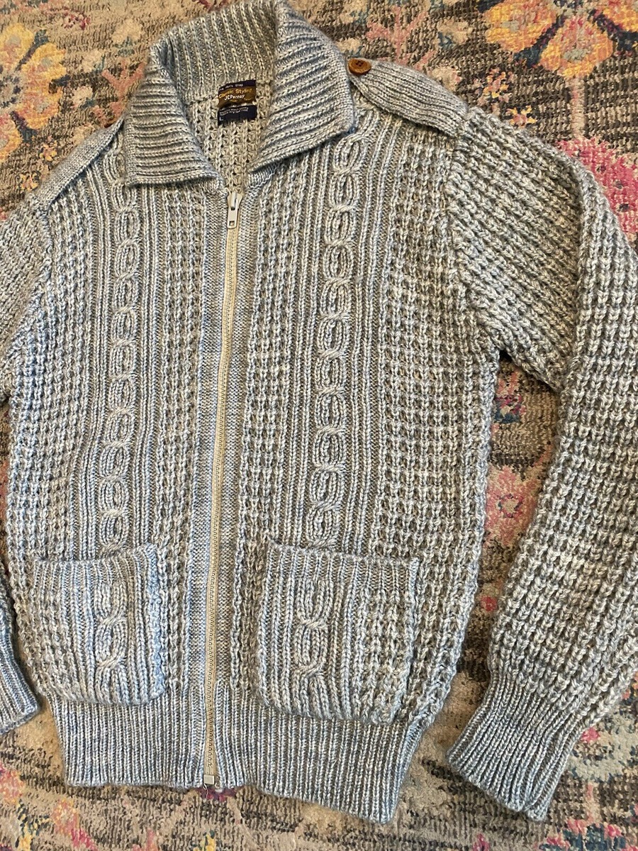 JC Penny Vintage Cardigan Zip Up Acrylic Sweater Pockets