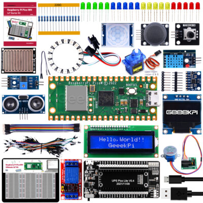 Raspberry Pi Pico WH IoT Starter Kit Pico W with Soldered Header Pin OLED Sensor