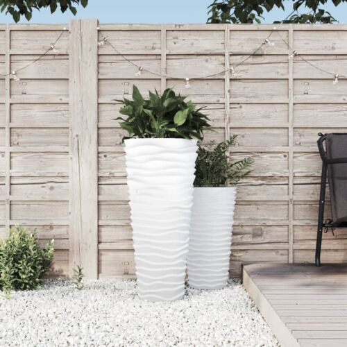 vidaXL Planter with Removable Inner White 18/45 L PP Grooved Look