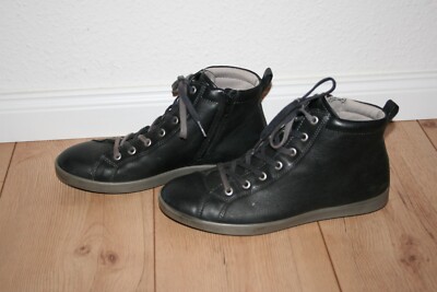 Ecco Damen Stiefiel Sneaker Gr.40 echtes Leder Schwarz