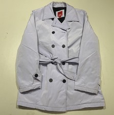 E-spirit 3 Quarter Double Breasted Jacket / Belted Rain Coat Lavender Mauv Sz: L