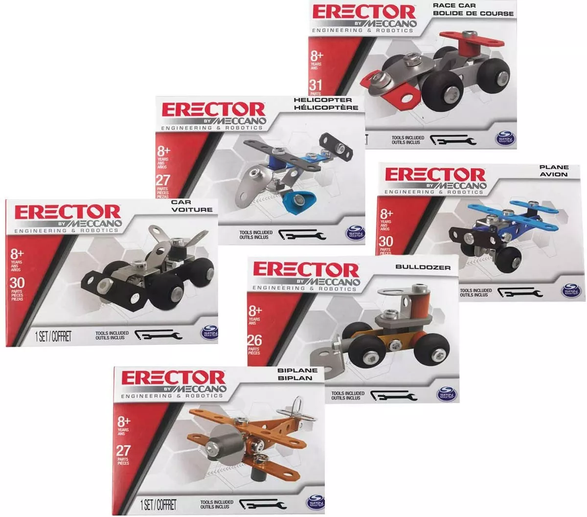 Meccano Erector Building Set of 6 Miniatures