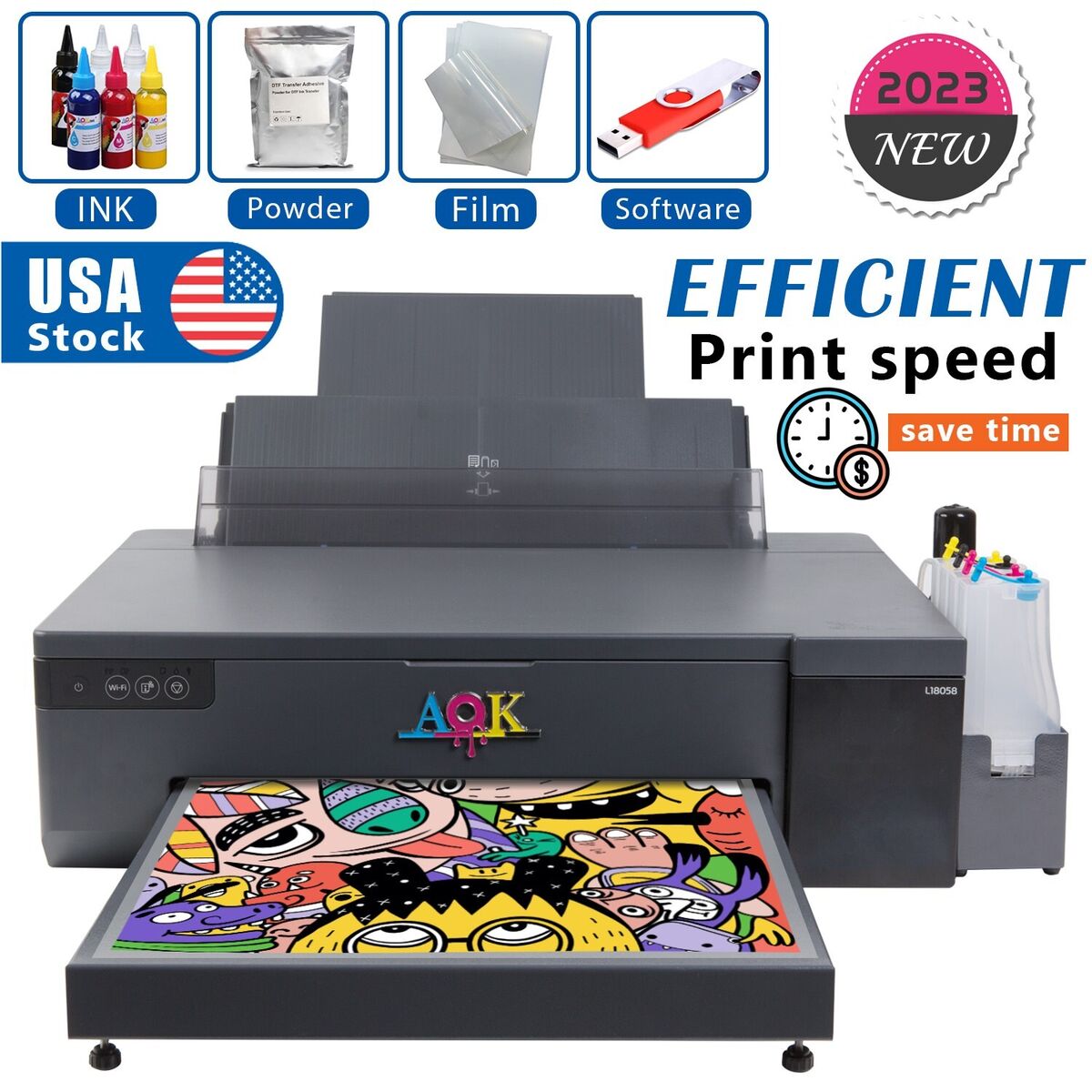 AOK 2023 New L18058 A3+ DTF Printer 13x19 In. For T-shirt AOK 2023 New L18058 A3+ DTF Printer 13x19 In. For T-shirt