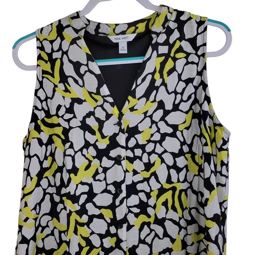 Nine West Women’s Black White Yellow Floral Sleeveless Lined Dress, Size M - Picture 2 of 13
