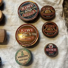 VTG LOT of 4 KIWI BOOT SHOE POLISH TINS CANS ,Esquire leather cream jar ,