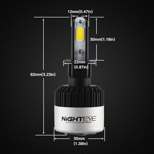 Nighteye 2x 72W 9000LM LED Headlight Bulbs Kit Car Driving White 6500K Plug&Play - Picture 49 of 111
