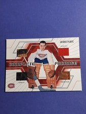 Jacque Plante Rare 2002-03 ITG Quad Game Used Jersey Stick Skate Trapper Patches