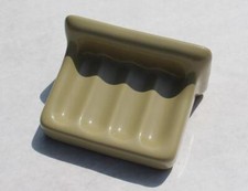 Vintage Ceramic Soap Dish Olive Yellow Tan Sand Bathroom Tile In Mount Recessed