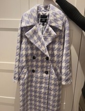 River Island Purple Dogtooth Oversized Coat Size 8