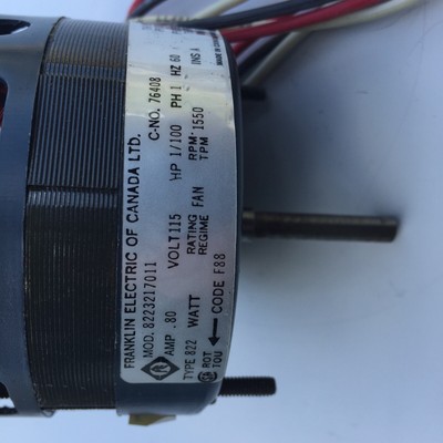 Franklin 76408 Fan Motor 1/100 HP 115 Volt .8 Amp 8223217011 1550  