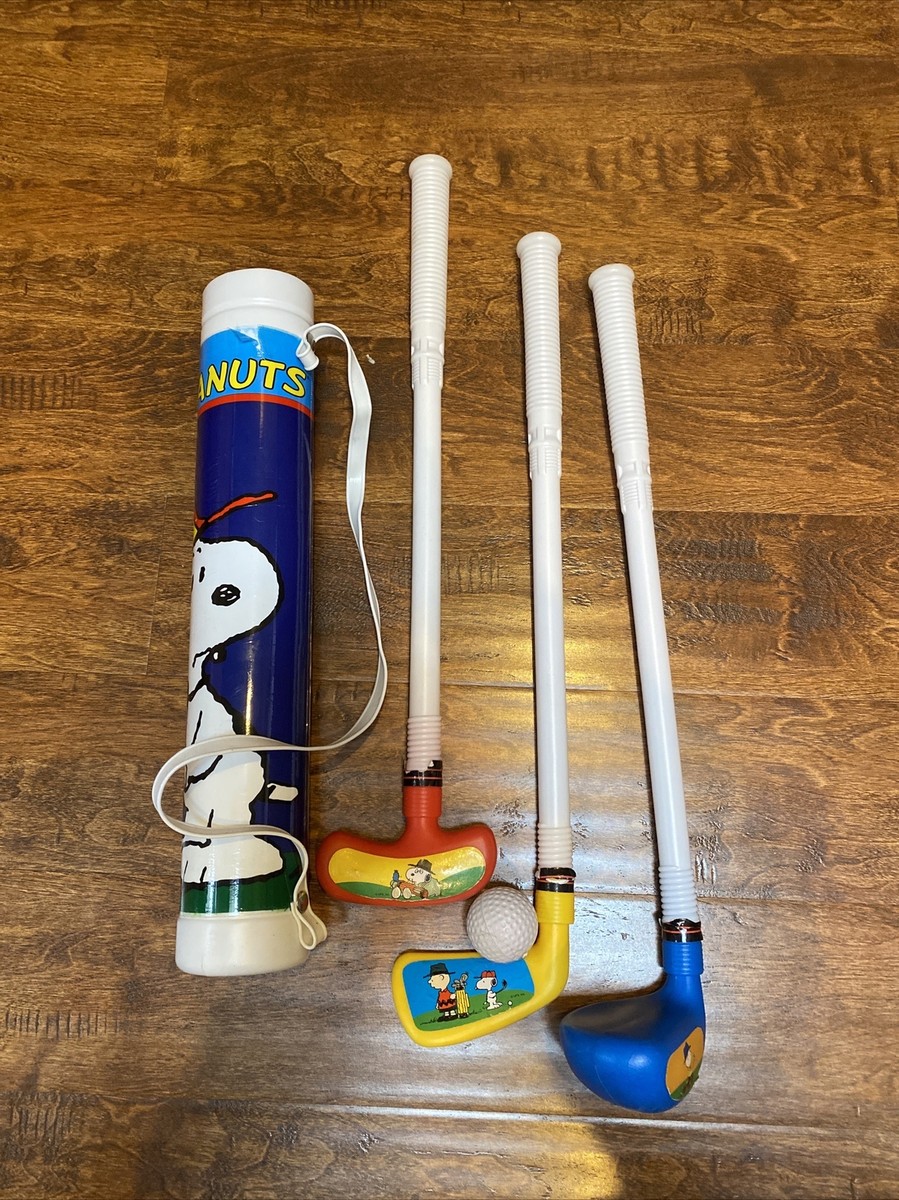 O Vintage Snoopy Peanuts Golf Club Set Plastic Iron Driver Putter
