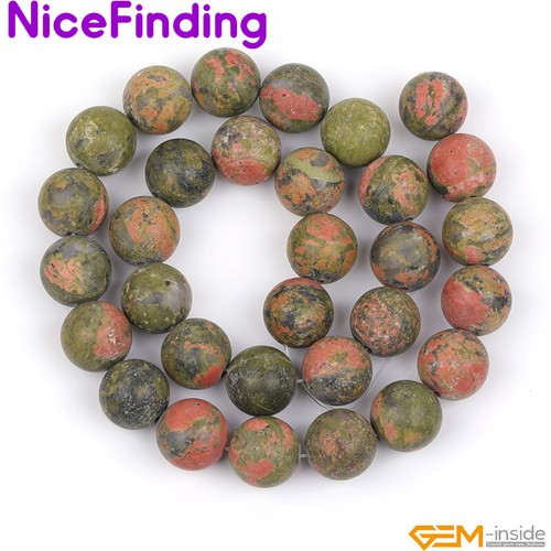 Natural Unakite Jasper Round Frosted Matte Beads Jewelry Making Strand Wholesale - Picture 13 of 64