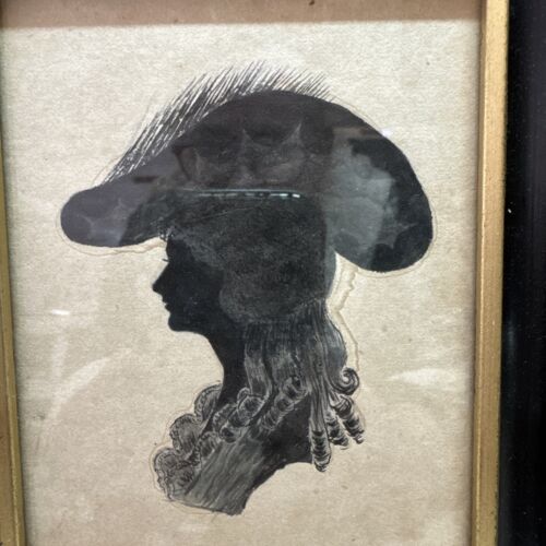 Gorgeous Antique Pair Of Man & Woman Silhouette Portrait Art - Picture 2 of 7