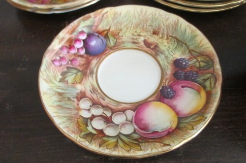 Aynsley England Juego de 6 tazas de té y platillo fruta de huerto firmado D. Jones - Imagen 9 de 12