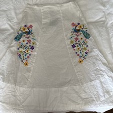 OUT, EMBROIDERED Womans Skirt, SZ S PEACOCKS/FLORAL, ZIP SIDE, COTTON, Lined VTG