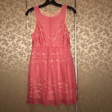 Free People Coral Pink Lace Keyhole Back Dress Size 0