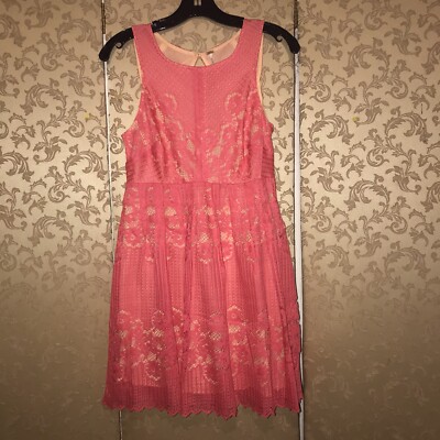 Free People Coral Pink Lace Keyhole Back Dress Size 0 | eBay