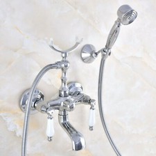 Chrome Brass Bathroom Tub Faucet with Handheld Shower Mixer Tap Set 2na710