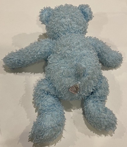 TY 2004 Orsacchiotto Blu Pelliccia Riccia Peluche Peluche Fiocco Giocattolo Morbido Peloso 13" - Foto 3 di 6