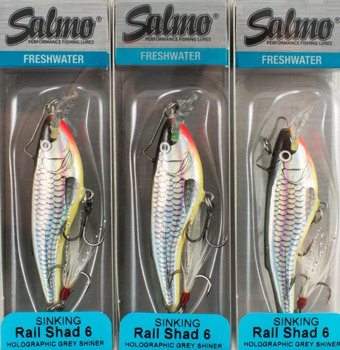 (LOT OF 3) SALMO RAIL SHAD 6 SINKING 1/2OZ QRB038 HOLOGRAPHIC GREY SHINER B7383