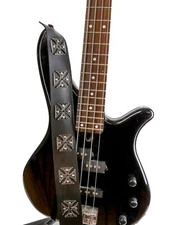 Metal Iron Cross Guitar Strap Leather Electric Acoustic Bass Rock Hardcore Studs