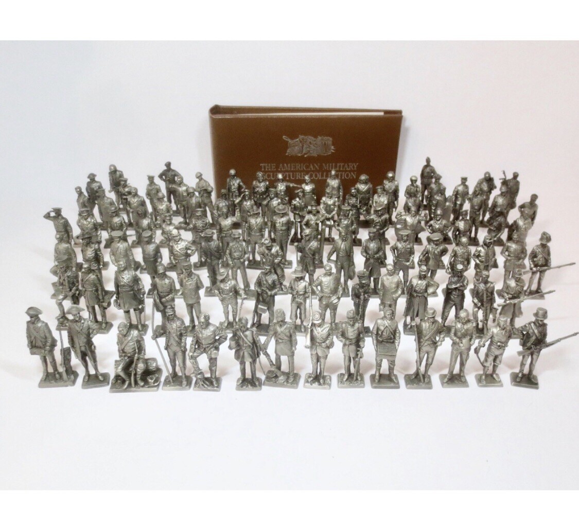 Franklin Mint 100 Soldier Military Army Sculpture Set Pewter