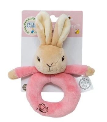 RAINBOW DESIGNS Flopsy Bunny Rattle Peter Rabbit Toy New Born Baby Girl Shower Christening Gift