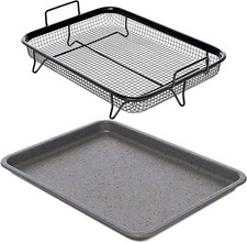 Non Stick Oven Grill Tray Elevated Ceramic Baking Tray Crisper 2pc