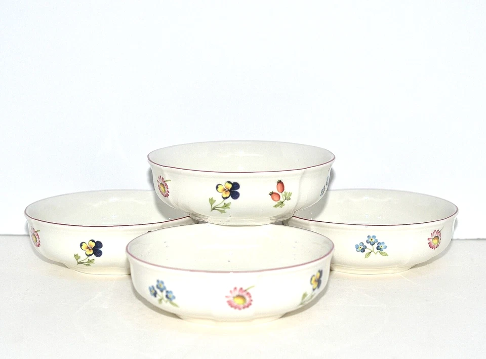 Villeroy Boch Petite Fleur * 4 FRUIT SAUCE BOWLS * 4 3/4" x 1 1/2" Flowers, EXC - Image 2 of 4