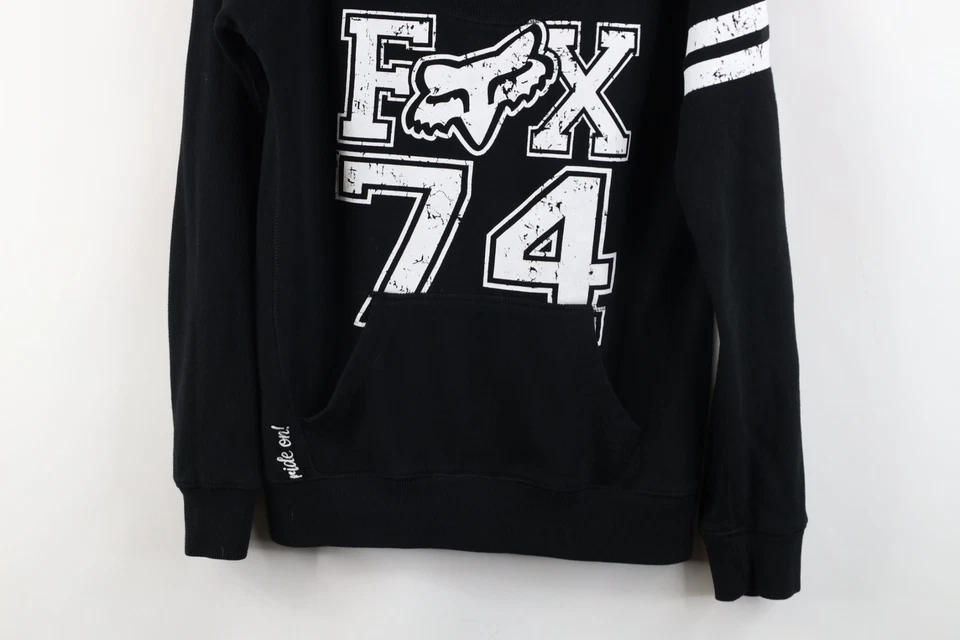 Vintage Fox Racing Womens Size Small Faded Spell Out Big Logo Sweatshirt Black - Image 3 of 4